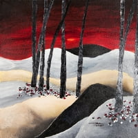 Slikanje dramatičnog krajolika sa printom za crveni nebo