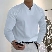 Muška majica Dugi rukav zaglasnost Muška modna casual majica Solid Boja dugih rukava V-izrez