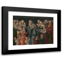 Lucas Cranach mlađi crni moderni uokvireni muzej umjetnički print pod nazivom - Krist blagoslov djeca