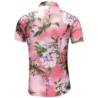 Ljetna majica, muška majica s kratkim rukavima, košulje za cvijeće Ležerne tipke Down Retro Beach haljina za zabavu