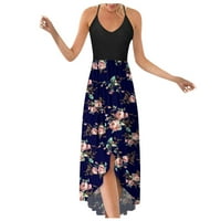 Ljetne haljine za ženske ženske bez rukava Ležerne prilike cvjetne tiskarske plaže Long Maxi Labava haljina