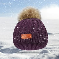 Toddler Winter Hats Topli skijaši šešir stilski pleteni kapu za djecu 1- godina Djevojke dječake Dječja zimska beanie hat toplo pletiva s skijama Purple Jedna veličina