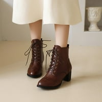 Čizme za žene jesen i zimsko debelo peta čipke pp nude čizme Visoke cipele s petom žene žene