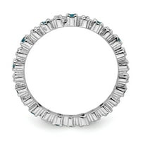Čvrsti sterling srebrne boje, plavi topaz i dijamantski prsten vječnosti