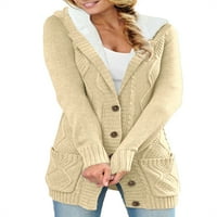 Žene otvoreni prednji kardigani Chunky pleteni džemperi za žene s kapuljačom s kapuljačom prednji džemper