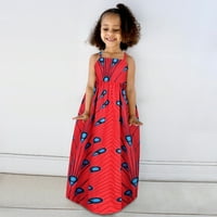 DMQupv Crna haljina haljina bez rukava Dashiki 1-6y afrička toddler remenske djevojke Junior haljine