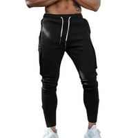 Entyinea Muške modne teretne hlače Retro opuštene plus veličine teretni pantalone s više džepova Black