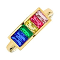Šareni gay ponos cZ Rainbow prsten zvona zvona zlatni tonski čelik
