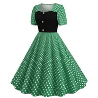 Gaecuw 1960S haljine za žene posada kratkih rukava Vintage haljina duljina na listu koljena duljine