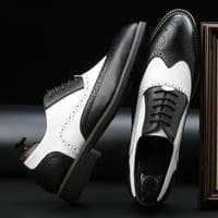 Santimon Muškarci Dress Oxford Cipele Brogue Cracy Up up ukazane prstiju Formalne poslovne cipele Crno-bijelo 7. SAD