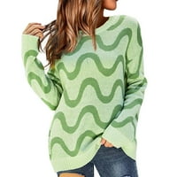Jeseni džemperi za žene Trendi grafički dugi rukav dugi rukav Crew Crt Crtni Pletoj košulji pulover