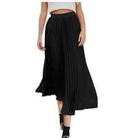 Bazyrey suknje za žene Čvrsto modno labave povremene patentne patentne suknje od pune boje drapirajući nabranu polovinu suknje midi suknje crne m