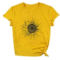 PEDORT WOMENS TOP FASHION HLADNO RAMET Osnovni tee vrhovi majice Pulover vrhove žute, 3xL