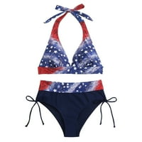 OcivieR ženski kupaći kostim Nacionalni zastava Ties Halter Neck Split Bikini kupaći kostim kravate
