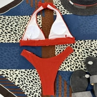CAICJ kupaći kostimi za žene Ženski bikini kupaći kostim V izrez cvjetni ispis čipka sa dva kupaća kostim
