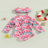TODDLER Djevojke za djecu kupaći kostim osip RomaPer flamingo cvjetni print patentni zatvarač s dugim
