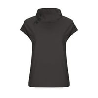 Lastesso Womens Y2K vrhovi Trendy poluokolica majica s visokim ovratnikom Pamuk posteljina ljetna bluza
