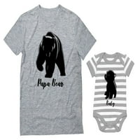 Muška majica i baby medvjed muške outfit otac i sin podudaraju set tata siva x-velika beba siva bijela