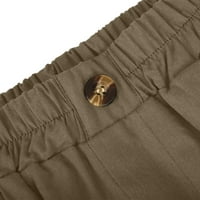 Široke pamučne kratke hlače za žene za žene elastične visokog struka labave pune kratke hlače sa džepovima