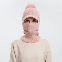 Haxmnou Women Winter Slouchy pletene kašike vunene kape šal integrirani pulover Cap Slatka vanjska kapa