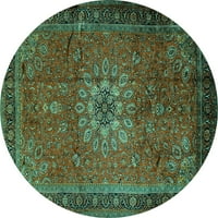 Ahgly Company u zatvorenom okruglom medaljonima tirkizne plave tradicionalne prostirke, 5 'krug