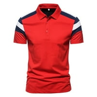 Wendunide polo majice za muškarce muške ljeto trobojne majice za šivanje kratkog rukava crvena XL