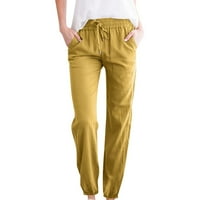 Pacommark PI ženske hlače plus veličine čišćenja žena čvrsta boja pamučna posteljina nacrtavanje elastičnih