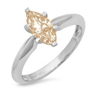 1CT Marquise Cut Champagne Simulirani dijamant 18k bijelo zlato Angažovane prstene veličine 9.5