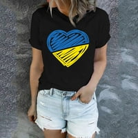 T majice za žene Ženske modne casual kratkih rukava Ukrajina Print Torp TOP bluza Žene košulje Black + XXL