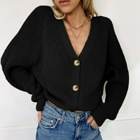 Tosmy Womens Cardigan ženski džemper s dugim rukavima otvoren prednji kardigan gumb labava gornja odjeća