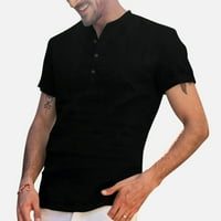 Tking Fashion Fashion Lično ličnost Muška pamučna posteljina za slobodno vrijeme kratki rukav košulju