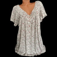 Ženski bluzes Dressy casual plus veličina cvjetni tisak T-majice V izrez kratki rukav tee tee slatka