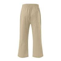 Cacomomrkark pileća ženska ležerna čvrsta boja elastične hlače ravne široke pantalone za noge sa džepom