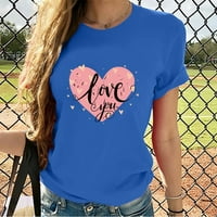 Ljetne košulje za žene za Valentinovo odjeću za djevojke vole srce tiska na kratkim rukavima tees crewneck