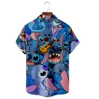 Disney Stitch Havajska košulja, majica gumba Casual Casual, Unisex's Gumb dolje kratkih rukava, majice Harajuku za muškarce žene