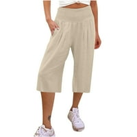 Lydiaunistar vrijeme i trupe duge hlače Žene labave hlače sa širokim nogama visoke struke ravno hlače Ležerne hlače Khaki