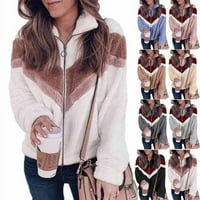 Duks za žene plišani džemper patentni patentni patentni sudar bok boja prevelika duksera veličine S-5XL