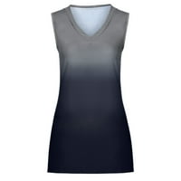WHLBF Ljetno odobrenje ženske bluze Modna gradijentna boja V-izrez majica bez rukava