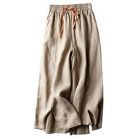Aufmer široke pantalone za noge za žene plus veličina elastične struke sportske pantalone Prodaja dame Ljeto od solid-labave i tanke čipke gore obrezane hlače