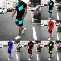 Ljetni muškarci 3D Print Short rukavi za kratki rukav Postavite sportske kratke hlače odijelo mišiće crna + zelena l