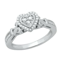 DazzlingRock kolekcija okrugli bijeli dijamantski kamen uramljeni srčani prsten za žene u 18K bijelo