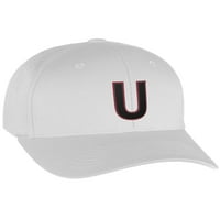 FlexFit bejzbol šešir po mjeri inicijala a do z z zakrivljenog računa, bijela kapa crvena bk