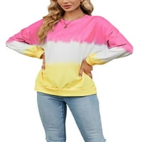 HAITE WOOGE majica s dugim rukavima TEE CREW CACT T Majica dame pulover Tie Dye Pink Pink Yellow XL