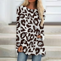 Naveden ženska jesen i zima casual okrugli vrat majica tiskani pulover s dugim rukavima Top bluze za