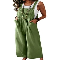 Jusddie žene duge hlače široke noge boho skakači od pune boje za odmor za odmor za odmor za Romper Bohemian salon zeleni xl