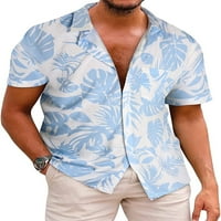 CAPREZE MENS Ljetne košulje Gumb Up Tops Lapel majica Casual Bluza Majica kratkih rukava Style-I XL