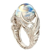 Opolski Žene Fau Moonstone Rhinestone Inlaid Wing Finger Ring Wedding Nakit Poklon