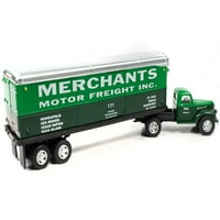 Diecast 1941- Chevrolet kamion i prikolica Set Merchants Motor Freight Inc. Zeleni i tamni zeleni model