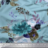 Soimoi plava viskoza Šifon tkanina od lišća i božur cvjetno tiskano zanatsko tkanina od dvorišta široko