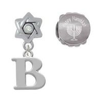 Veliki inicijal silvertona - B - Happy Hanukkah šarm perle